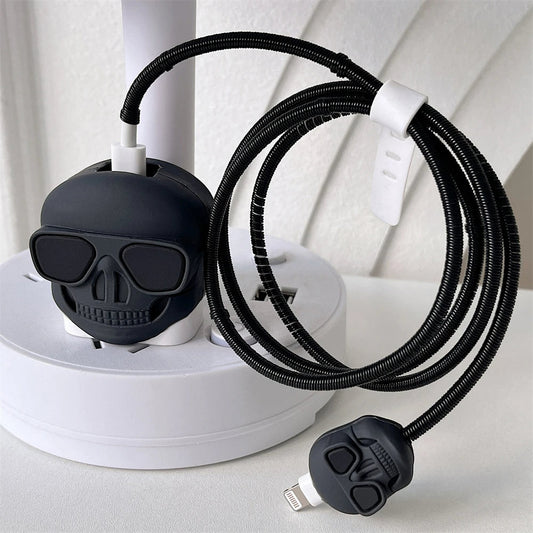 Iphone Charger Case Cover - Drip Skull - 4 Piece Set (With Wire Protector)