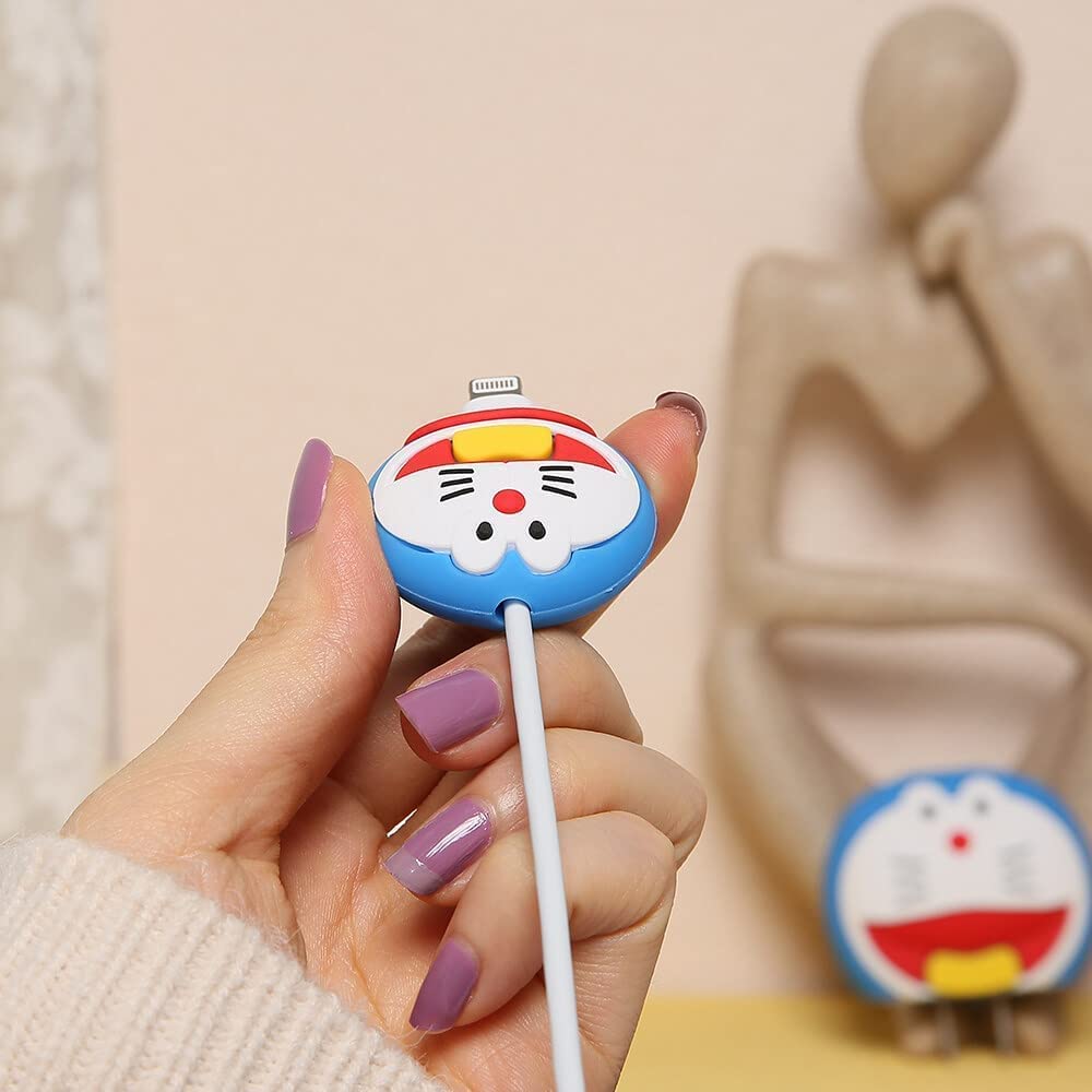 Iphone Charger Case Cover - Doraemon - 4 Piece Set (With Wire Protector)