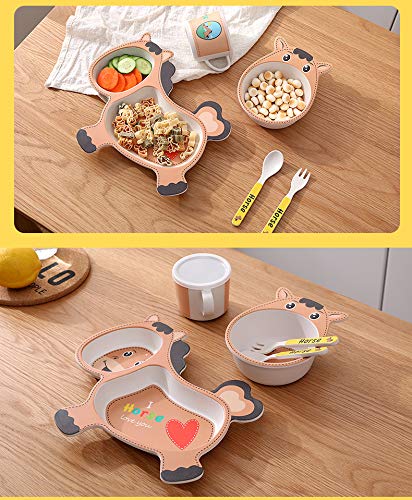 5 Piece Mealtime Bamboo Dinnerware for Kids-Horse Version 1