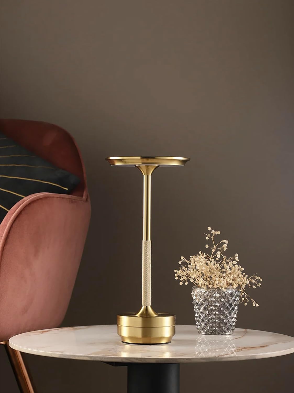 TABLE LAMP GOLDEN METALLIC FLAT TOUCH TOP