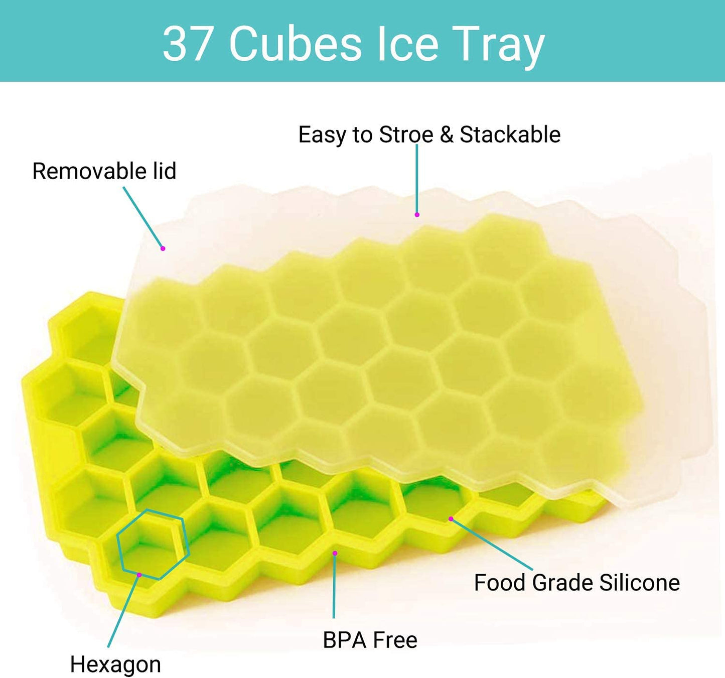 Silicone Honeycomb Ice Cube Tray Set of 2