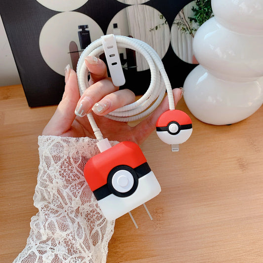Iphone Charger Case Cover -Pokemon - 4 Piece Set (With Wire Protector)