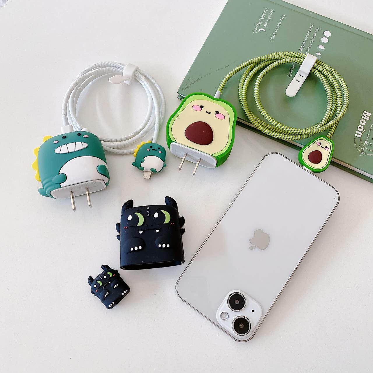 Iphone Charger Case Cover - Avacado - 4 Piece Set (With Wire Protector)