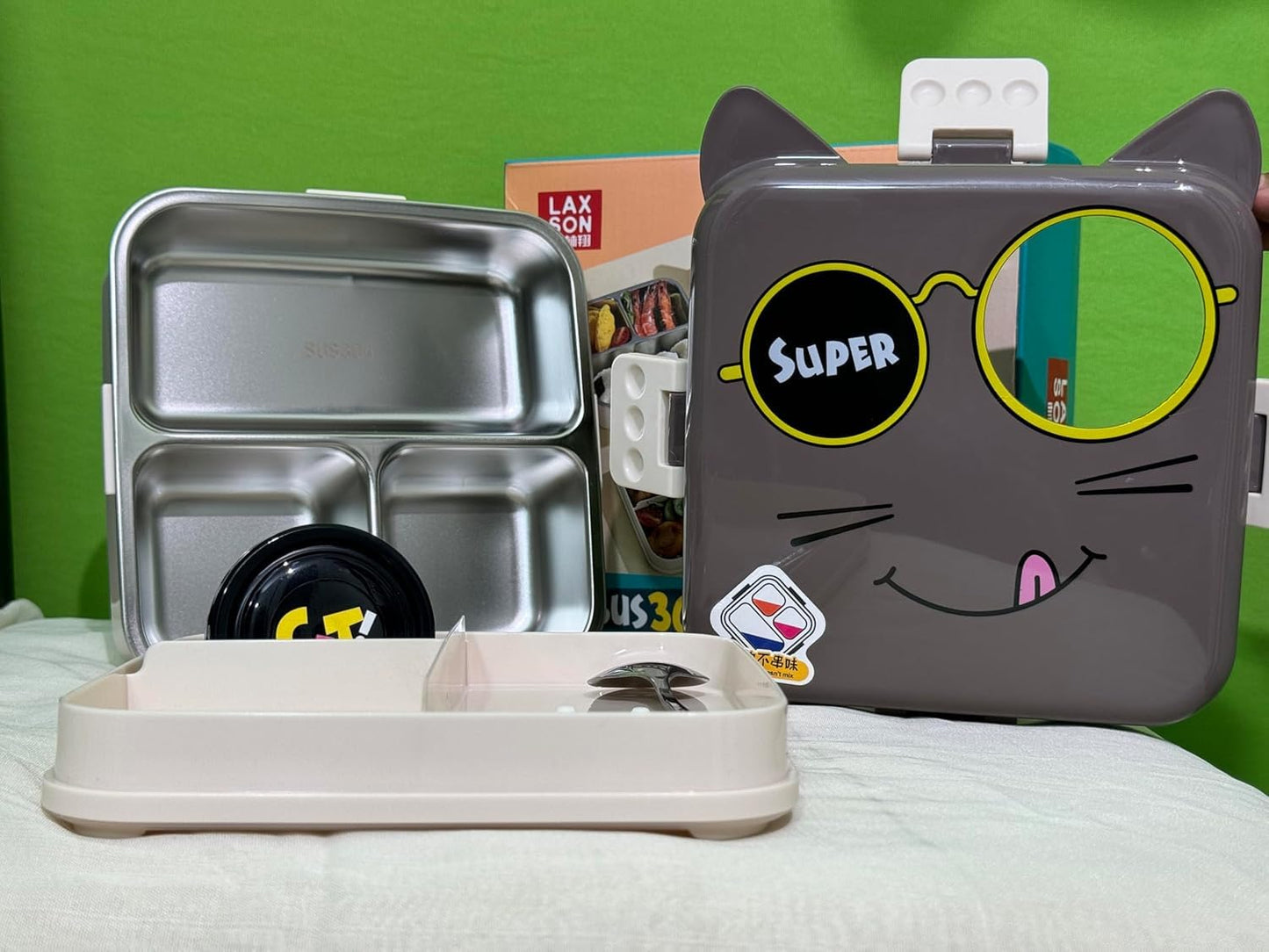 Kids Super Cat Theme Stainless Steel Lunch Box