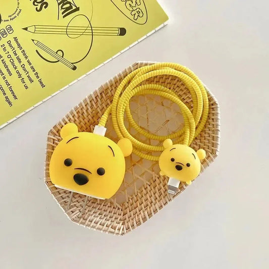 Iphone Charger Case Cover - Winnie The Pooh - 4 Piece Set (With Wire Protector)