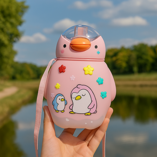 Penguin Shaped Water Bottle with Straw