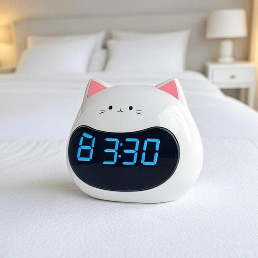 Smart Lady Cat Voice-Activated Alarm Clock & Night Light with Adjustable Brightness