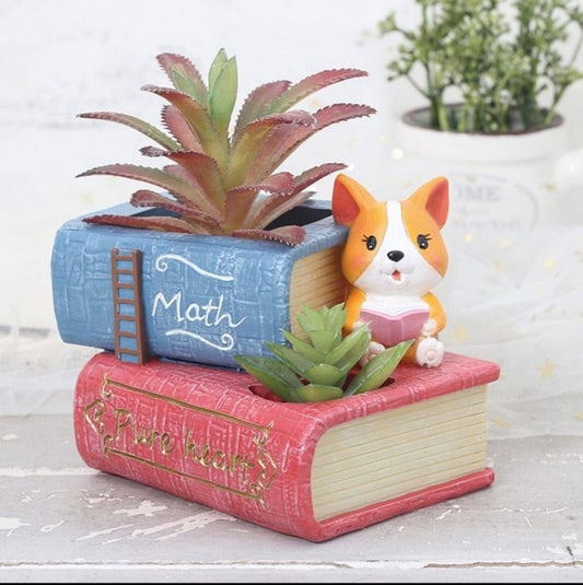 Dog Book Planter Pot