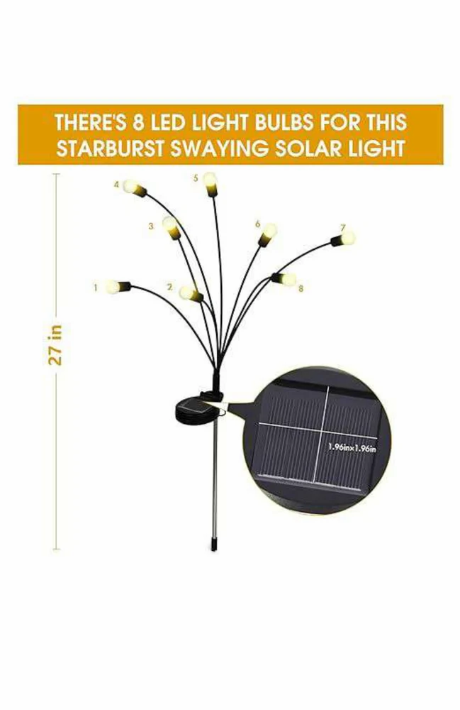 Solar Starburst Garden Lights (Set of 2, 8 bulbs each)